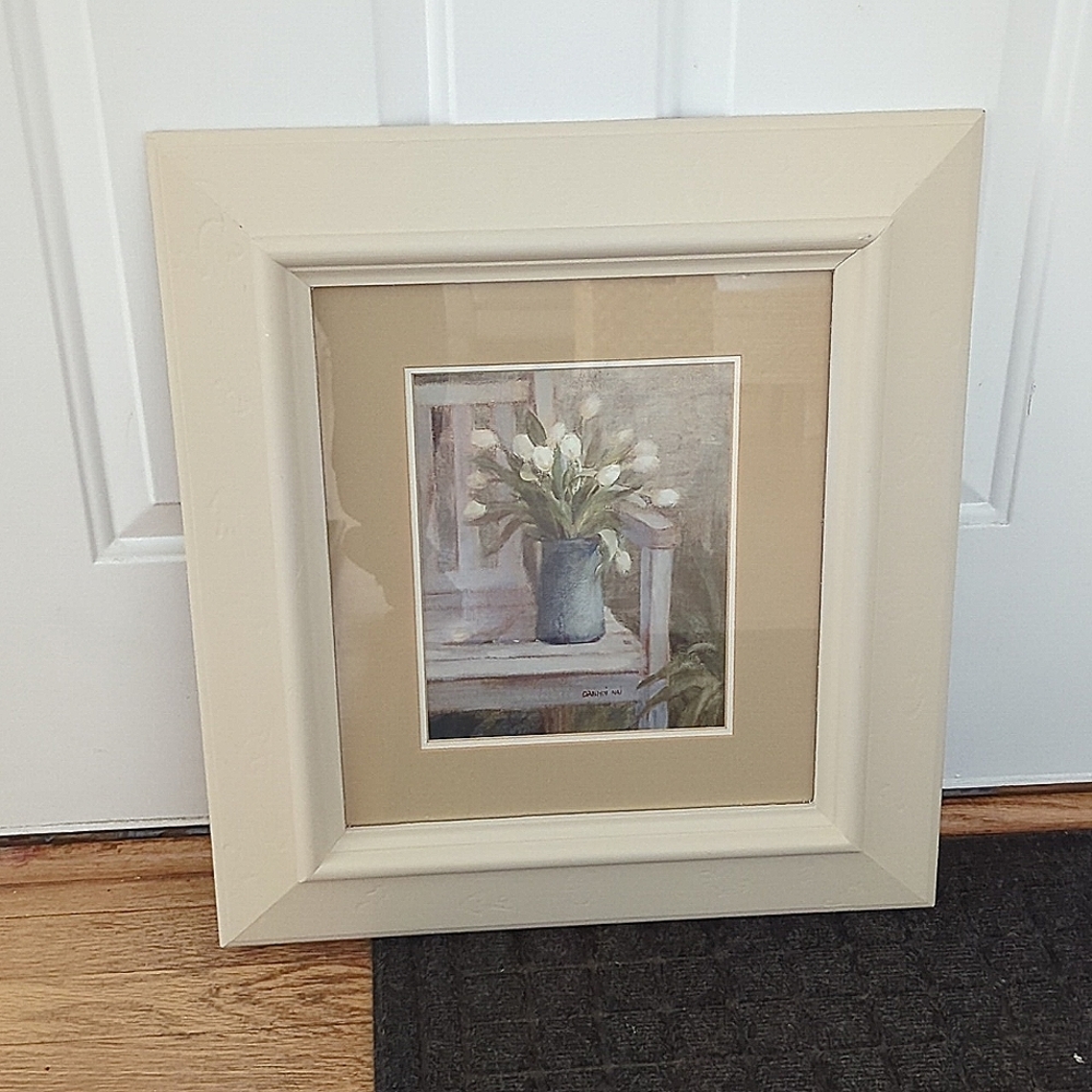 Picture framed Bouquet on Bench